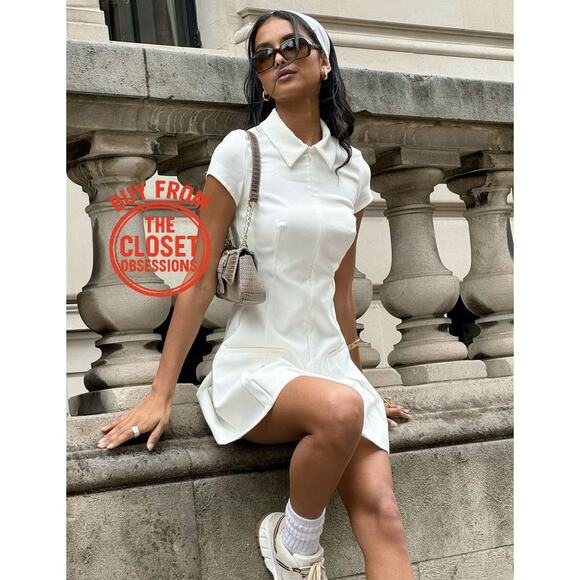 ZARA White Fitted Mini Dress NWT | Blogger Fave Shirt Collar - Picture 8 of 16